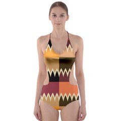 Chevrons In Squares                                                                                                 Cut-out One Piece Swimsuit by LalyLauraFLM