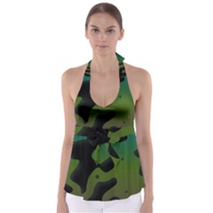 Black Spots On A Gradient Background          Babydoll Tankini Top