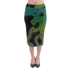 Black Spots On A Gradient Background                                                                                                    Midi Pencil Skirt