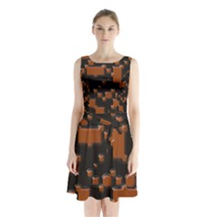 Brown Pieces          Sleeveless Waist Tie Dress