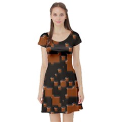 Brown Pieces                                                                                                  Short Sleeve Skater Dress by LalyLauraFLM