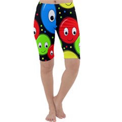 Smiley Faces Pattern Cropped Leggings  by Valentinaart