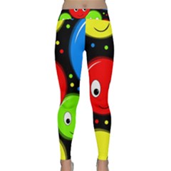 Smiley Faces Pattern Yoga Leggings  by Valentinaart