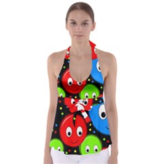 Smiley Faces Pattern Babydoll Tankini Top