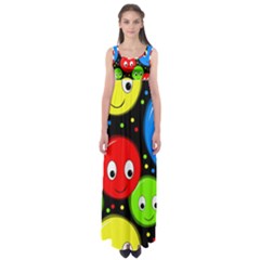 Smiley Faces Pattern Empire Waist Maxi Dress