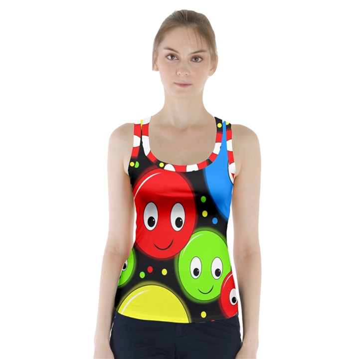 Smiley faces pattern Racer Back Sports Top