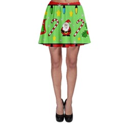 Christmas pattern - green and red Skater Skirt