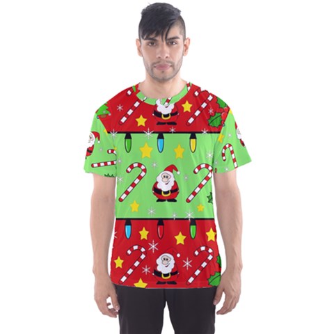 Christmas Pattern - Green And Red Men s Sport Mesh Tee by Valentinaart