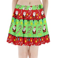 Christmas Pattern - Green And Red Pleated Mini Skirt by Valentinaart