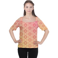 Orange Ombre Mosaic Pattern Women s Cutout Shoulder Tee