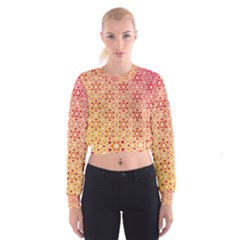 Orange Ombre Mosaic Pattern Women s Cropped Sweatshirt