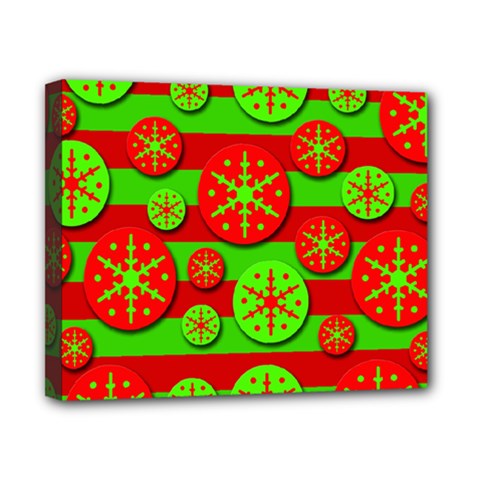 Snowflake Red And Green Pattern Canvas 10  X 8  by Valentinaart