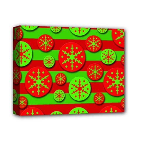 Snowflake Red And Green Pattern Deluxe Canvas 14  X 11  by Valentinaart