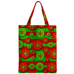 Snowflake Red And Green Pattern Zipper Classic Tote Bag by Valentinaart