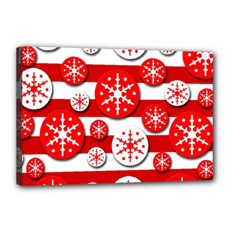 Snowflake Red And White Pattern Canvas 18  X 12  by Valentinaart