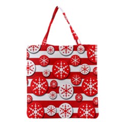 Snowflake Red And White Pattern Grocery Tote Bag by Valentinaart