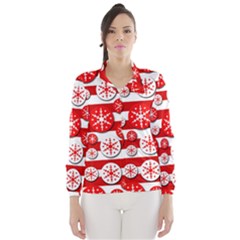 Snowflake Red And White Pattern Wind Breaker (women) by Valentinaart