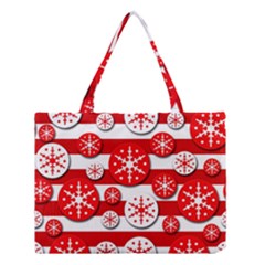 Snowflake Red And White Pattern Medium Tote Bag