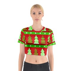 Christmas Trees Pattern Cotton Crop Top