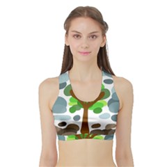 Tree Sports Bra With Border by Valentinaart