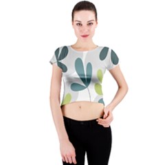 Elegant Floral Design Crew Neck Crop Top by Valentinaart