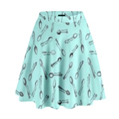 Spoonie Strong Print In Light Turquiose High Waist Skirt by AwareWithFlair