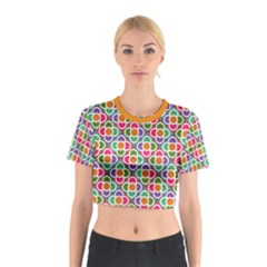 Modernist Floral Tiles Cotton Crop Top by DanaeStudio