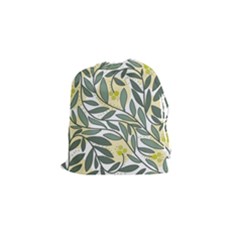 Green Floral Pattern Drawstring Pouches (small)  by Valentinaart