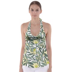 Green Floral Pattern Babydoll Tankini Top by Valentinaart