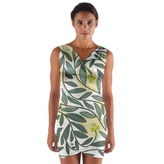 Green Floral Pattern Wrap Front Bodycon Dress by Valentinaart