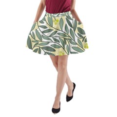 Green Floral Pattern A-line Pocket Skirt by Valentinaart