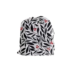 Red, Black And White Elegant Pattern Drawstring Pouches (medium)  by Valentinaart