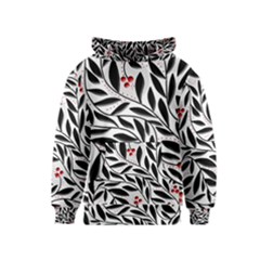 Red, Black And White Elegant Pattern Kids  Pullover Hoodie by Valentinaart