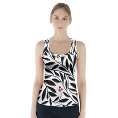 Red, Black And White Elegant Pattern Racer Back Sports Top by Valentinaart