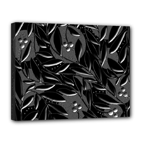 Black Floral Design Canvas 14  X 11  by Valentinaart