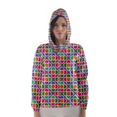 Modernist Floral Tiles Hooded Wind Breaker (women) by DanaeStudio