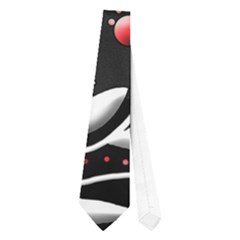 Black, Red, And White Floral Pattern Neckties (one Side)  by Valentinaart