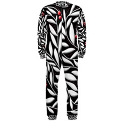 Black, Red, And White Floral Pattern Onepiece Jumpsuit (men)  by Valentinaart