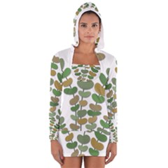 Green Decorative Plant Women s Long Sleeve Hooded T-shirt by Valentinaart