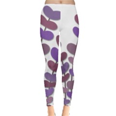 Purple Decorative Plant Leggings  by Valentinaart