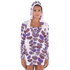 Purple Decorative Plant Women s Long Sleeve Hooded T-shirt by Valentinaart