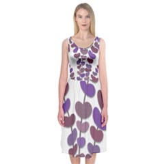 Purple Decorative Plant Midi Sleeveless Dress by Valentinaart