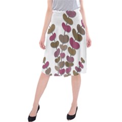 Magenta Decorative Plant Midi Beach Skirt by Valentinaart