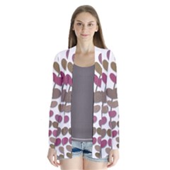 Magenta Decorative Plant Drape Collar Cardigan by Valentinaart