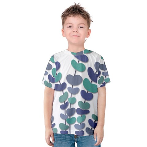 Blue Decorative Plant Kid s Cotton Tee by Valentinaart