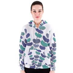 Blue Decorative Plant Women s Zipper Hoodie by Valentinaart