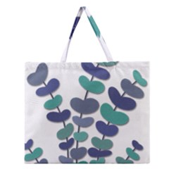 Blue Decorative Plant Zipper Large Tote Bag by Valentinaart