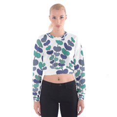 Blue Decorative Plant Women s Cropped Sweatshirt by Valentinaart