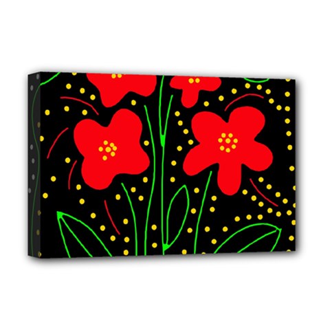 Red Flowers Deluxe Canvas 18  X 12   by Valentinaart