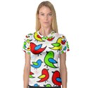 Colorful cute birds pattern Women s V-Neck Sport Mesh Tee View1